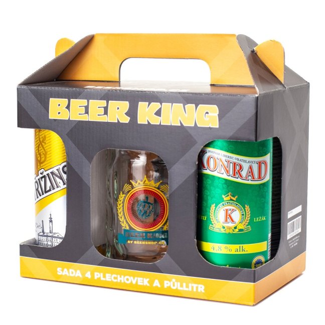 Beer-King sada 4 ležáků s půllitrem