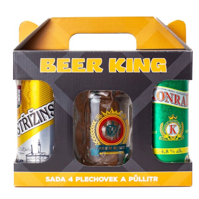 Beer-King sada 4 ležáků s půllitrem
