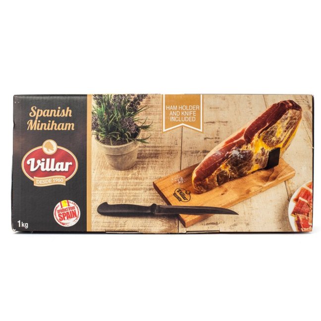 Španělská mini sušená šunka s nožem a stojánkem 1000 g