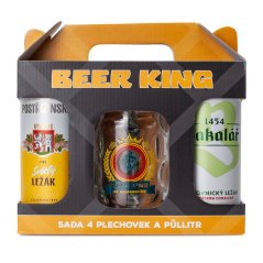 Beer-King sada 4 ležáků s půllitrem