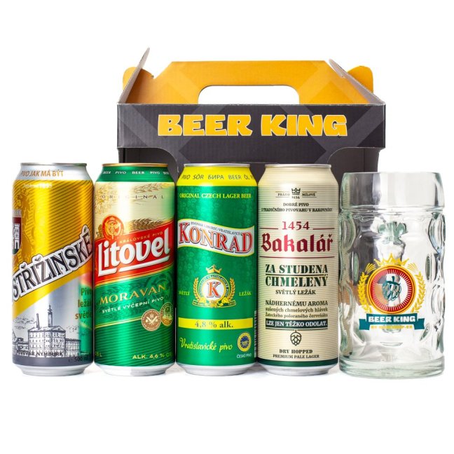 Beer-King sada 4 ležáků s půllitrem